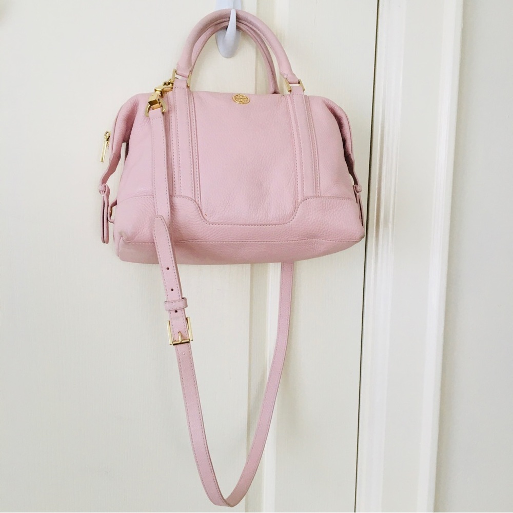 Tory Burch Landon Blush Pink Pebble Leather Satchel/Crossbody Bag